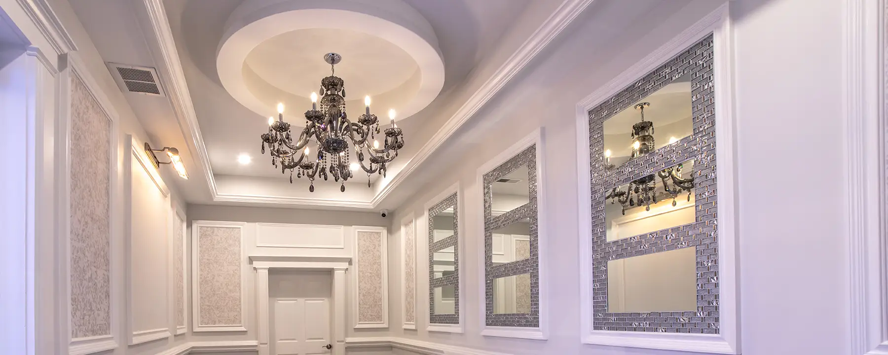 Entryway with chandelier