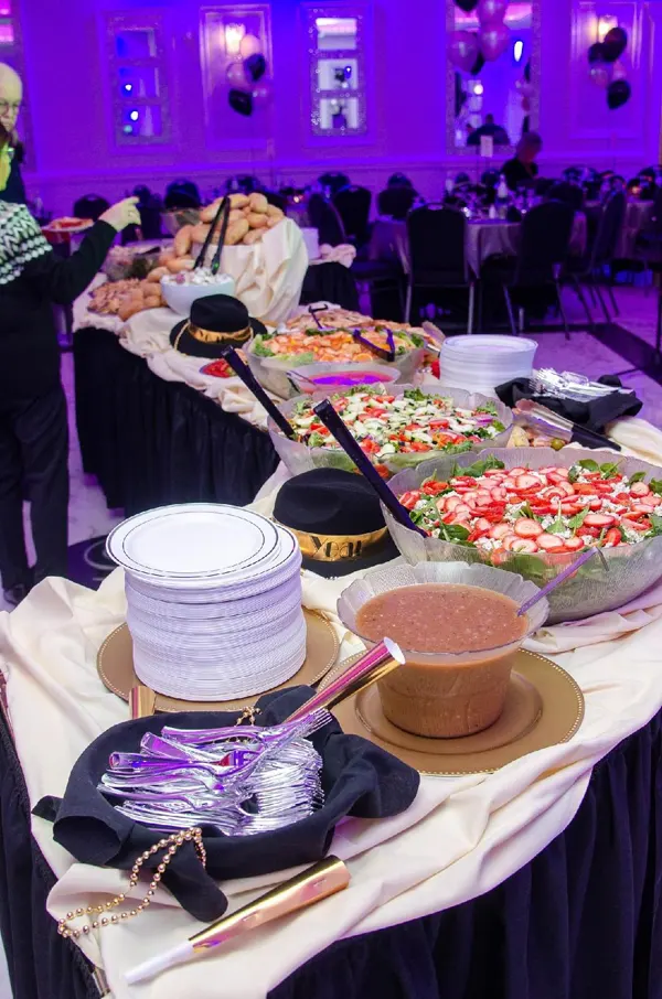 Buffet with colorful salads
